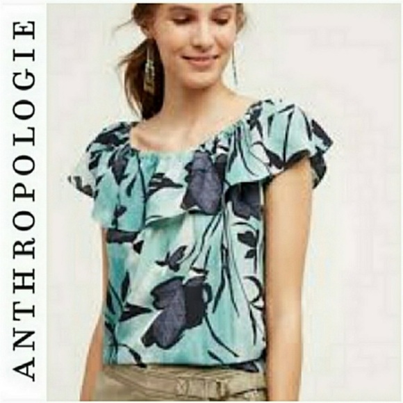 Anthropologie Maeve Islander Ruffle Off the Shoulder Top Small - Picture 2 of 7